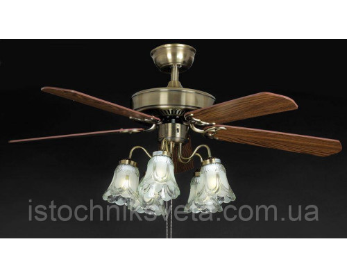 Люстра вентилятор механический с лопостями SX-6205-WOOD AB