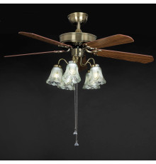 Люстра вентилятор механический с лопостями SX-6205-WOOD AB
