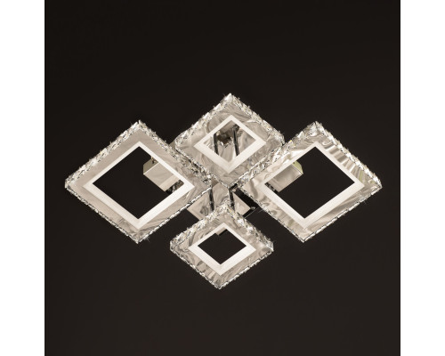 Люстра светодиодная квадратная в хроме хрустальнпая на пульте управления SY-201909-2+2 CR DIMMER