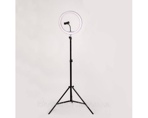 Кольцевая LED лампа 30 см со штативом, с держателем для телефона SWT-3281-12W BK