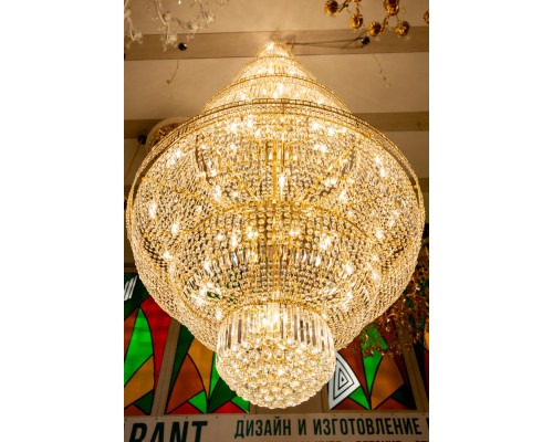 Хрустальная цепочная большая люстра для высоких потолков 7003-FGD D150*H300