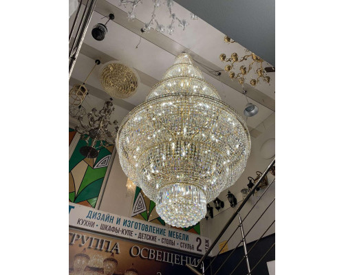Хрустальная цепочная большая люстра для высоких потолков 7003-FGD D200*H300
