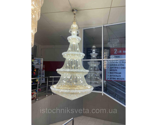 Хрустальная цепочная большая люстра для высоких потолков 3388-FGD D150*H300