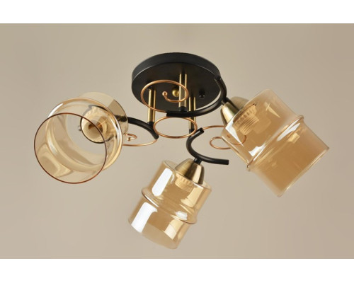 Люстра потолочная на три плафона SH-7703-3 BK+AB