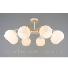Люстра потолочная на восемь плафонов SR-N6091-8 WT+WOOD