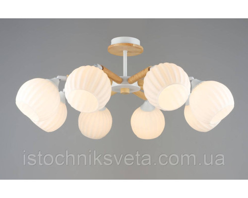 Люстра потолочная на восемь плафонов SR-N6091-8 WT+WOOD