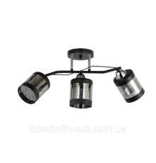 Потолочная люстра черная на три плафона SC-9096-3 BK+CR