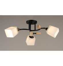 Потолочная люстра на три поворотных плафона, светильник SR-N4866-3 BK+WOOD