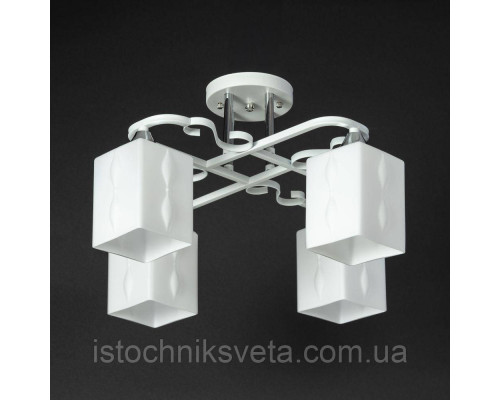 Потолочная люстра белая на четыре плафона, светильник SR-N4869-4 WT+CH