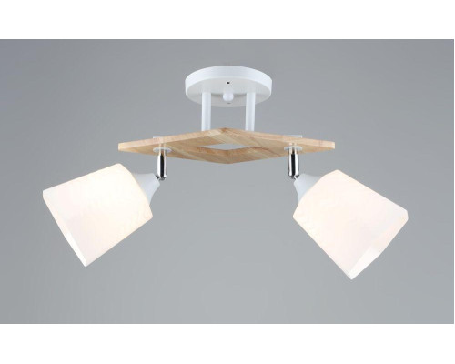 Потолочная люстра на два поворотных плафона, светильник SR-N5095-2 WT+WOOD