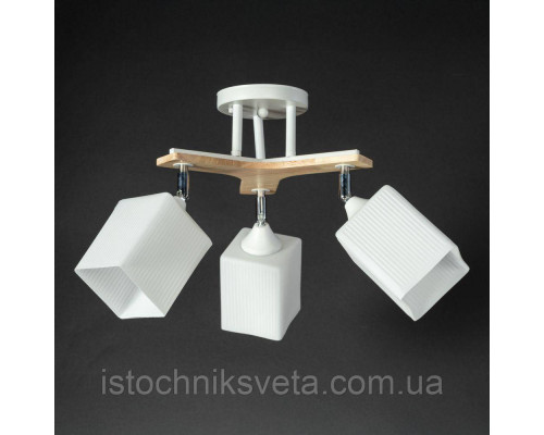Потолочная люстра белая с поворотными плафонами SR-N5097-3 WT+WOOD