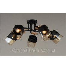 Люстра потолочная на пять поворотных плафонов SR-N4868-5 BK+WOOD