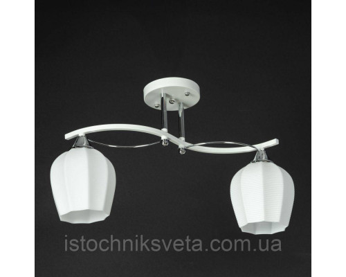 Люстра-светильник потолочная белая на два плафона SR-N5071-2 WT+CR