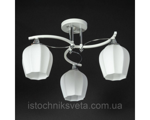Люстра-светильник потолочная белая на три плафона SR-N5071-3 WT+CR