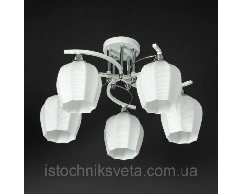 Люстра-светильник потолочная белая на пять плафонов SR-N5071-3 WT+CR