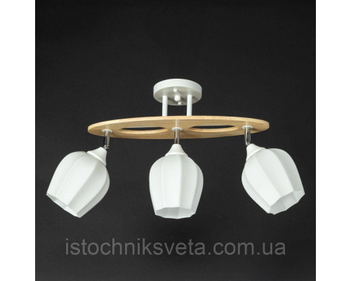 Потолочная люстра на три поворотных плафона SR-N5101-3 WT+WOOD