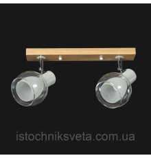 Люстра потолочная на два поворотных плафона на деревянном основании SR-N5105-2 WT+WOOD