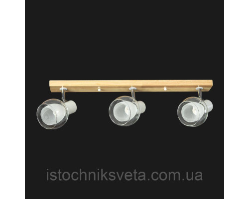 Люстра потолочная на три поворотных плафона на деревянном основании SR-N5105-3 WT+WOOD
