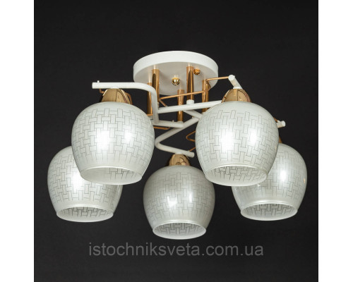 Люстра потолочная на пять плафонов, светильник SH-8297-5 WT+FG
