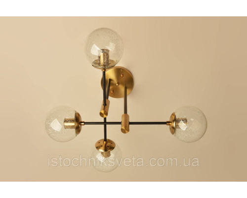 Потолочная люстра на четыре плафона, светильник SH-8316-4A COPPER+BK
