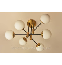 Потолочная люстра на шесть плафонов, светильник SH-8316-6 COPPER+BK