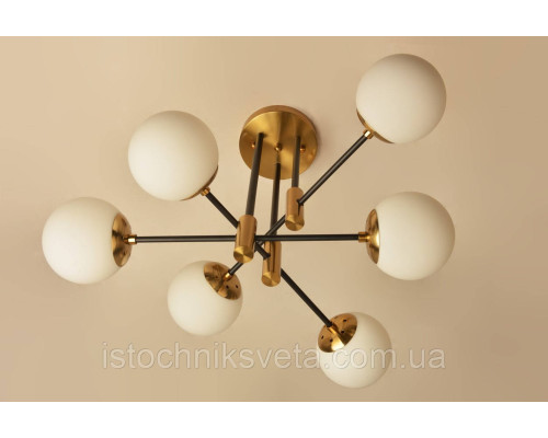 Потолочная люстра на шесть плафонов, светильник SH-8316-6 COPPER+BK