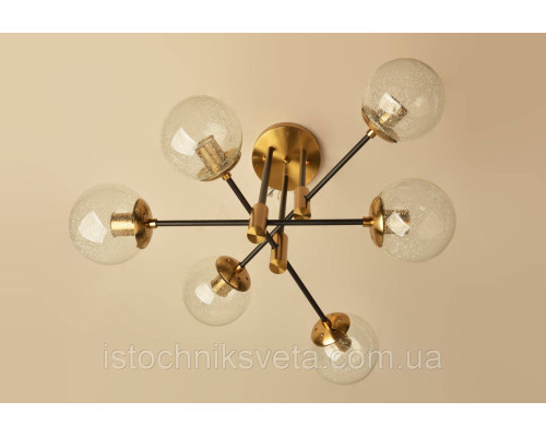 Потолочная люстра на шесть плафонов, светильник SH-8316-6A COPPER+BK