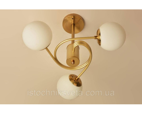 Потолочная люстра на три плафона, светильник SH-8323-3 COPPER+GD