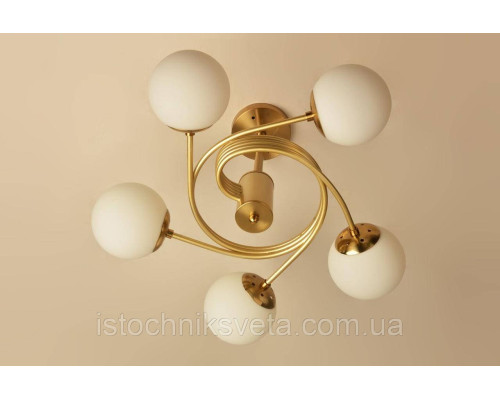 Потолочная люстра на пять плафонов, светильник SH-8323-5 COPPER+GD