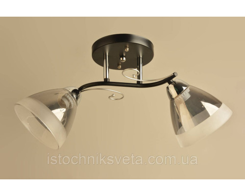 Потолочная люстра на два плафона, светильник SH-8332-2B BK+CR