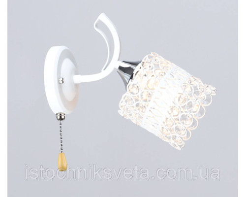 Бра настенное с хрусталиками, светильник SR-N5958-1W WT+CR