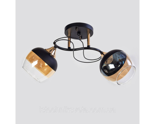 Люстра потолочная на два плафона SC-6107-2 BK+FG