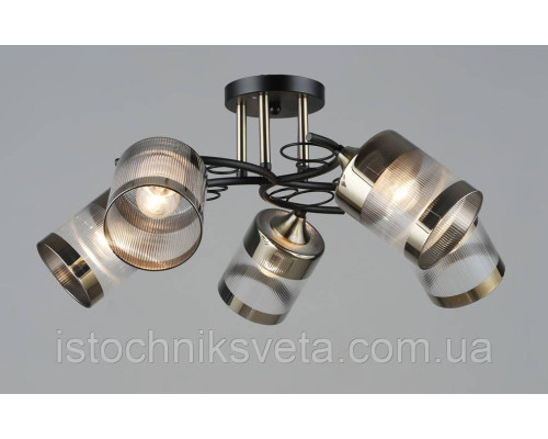 Люстра потолочная на пять плафона, светильник SR-K2174-5 BK+AB