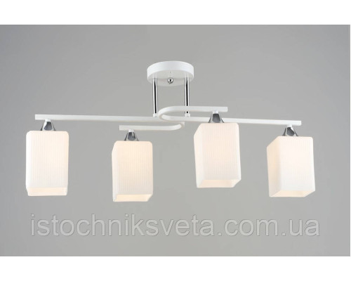Потолочная люстра белая на четыре плафона, светильник SR-N6193-4 WT+CH