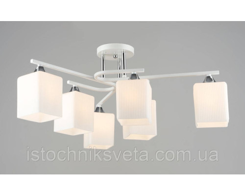 Потолочная люстра белая на шесть плафонов, светильник SR-N6193-6 WT+CH