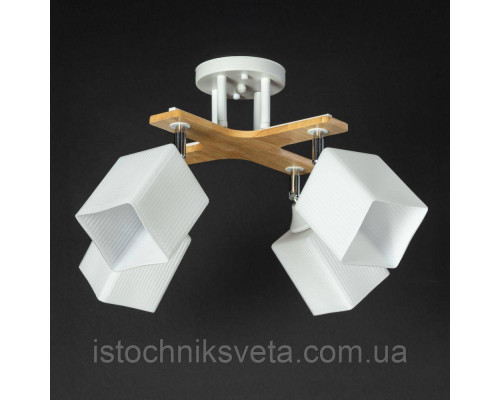Потолочная люстра белая с поворотными плафонами SR-N5097-4 WT+WOOD